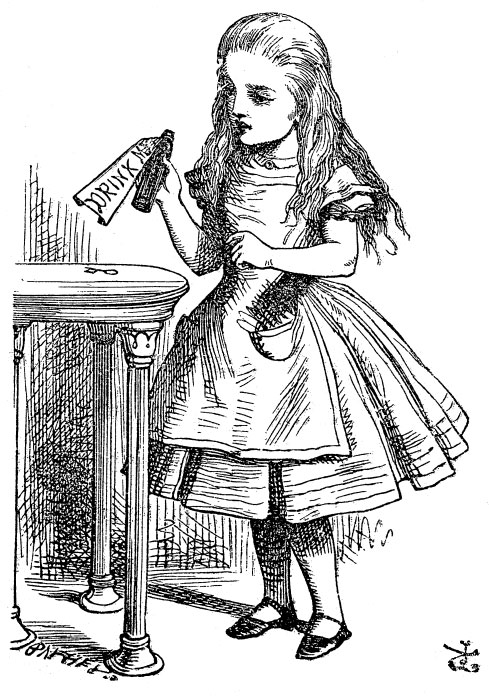 Alice holding the ‘DRINK ME’ bottle